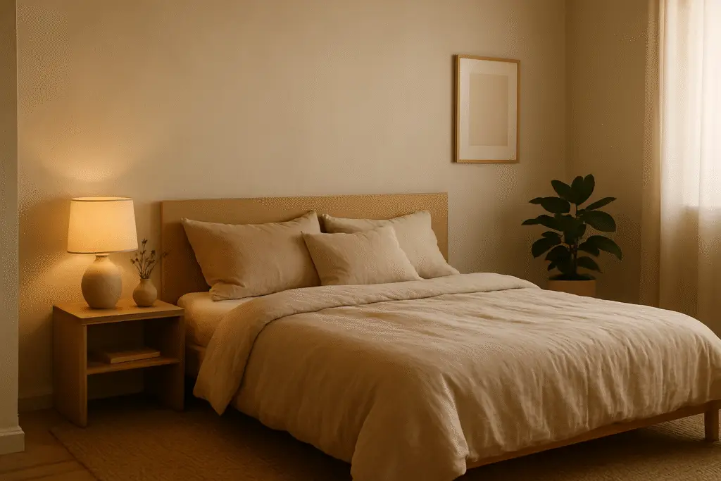 Peaceful bedroom setup for how to sleep better without medication