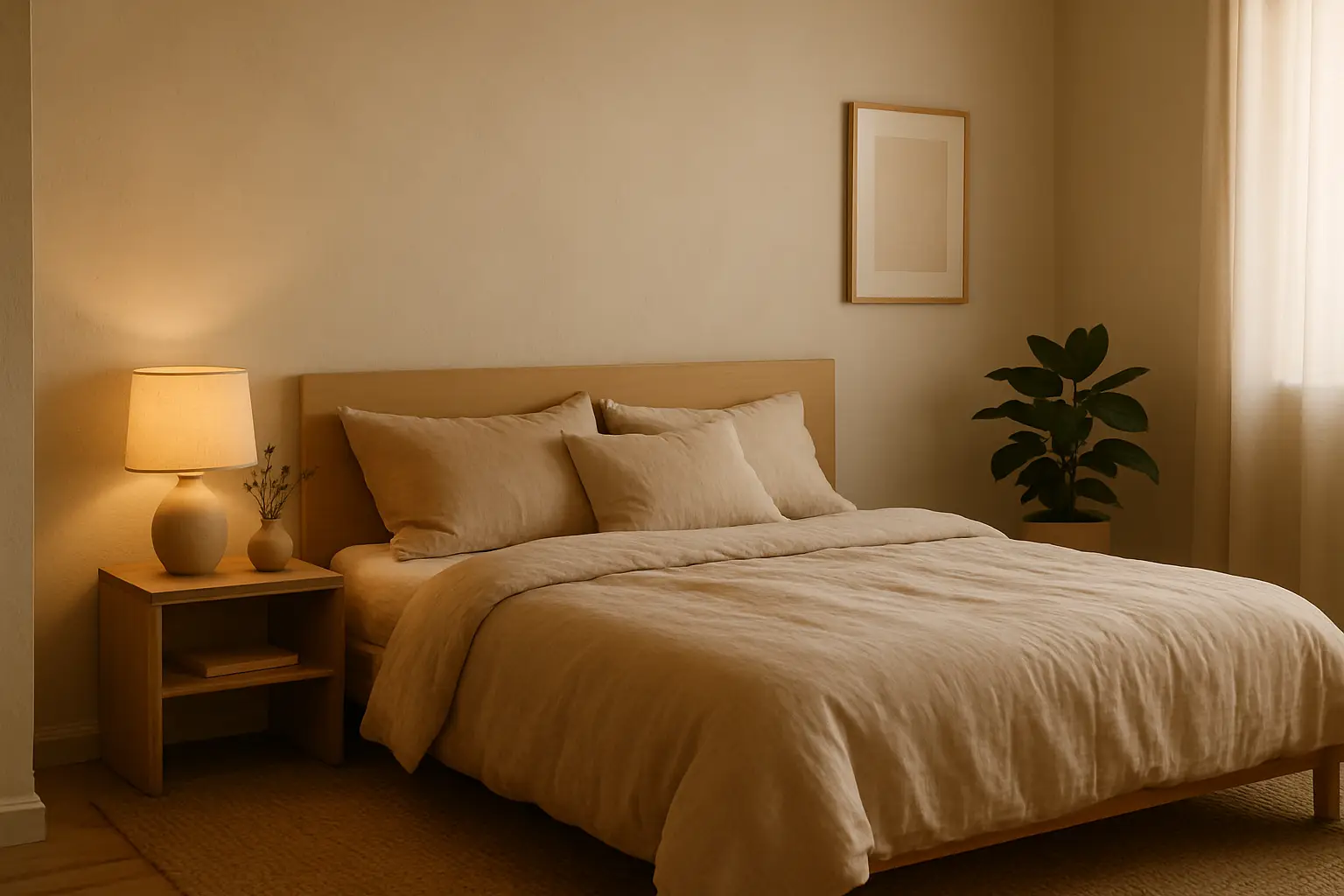 Peaceful bedroom setup for how to sleep better without medication