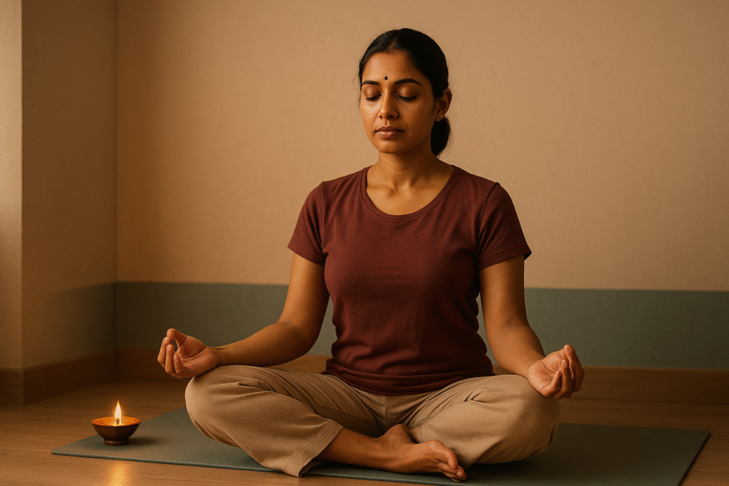 10 Best Meditation Podcasts to Calm Your Mind in 2025 | Indian & Global Picks 3 Indian meditating women