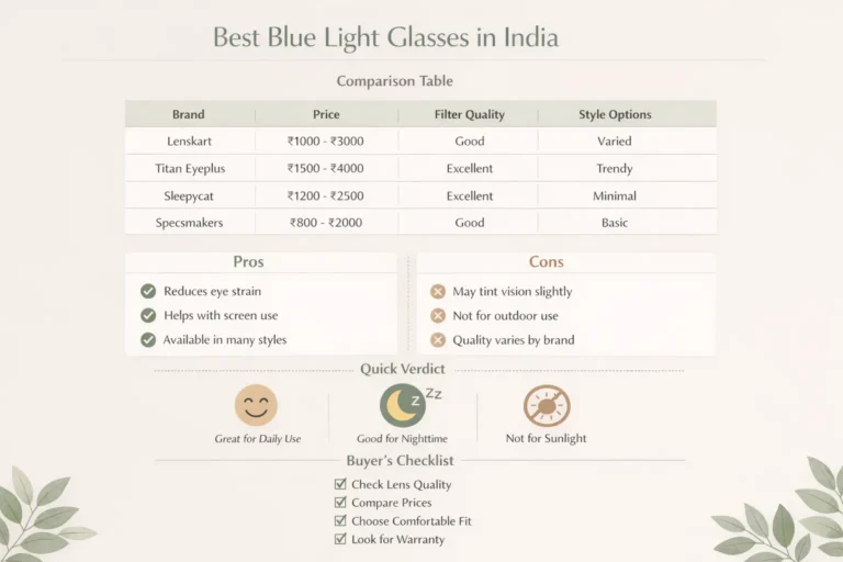 7 Reliable Blue Light Blocking Glasses for Screen Users in India(2025 Edition) 65 Best Blue Light Glasses in India (2025): Do They Actually Work? Best Brands Compared